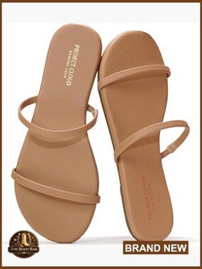 Memory Foam Sandals for Women - Non Slip Slide Sandals with Eco Leather Straps